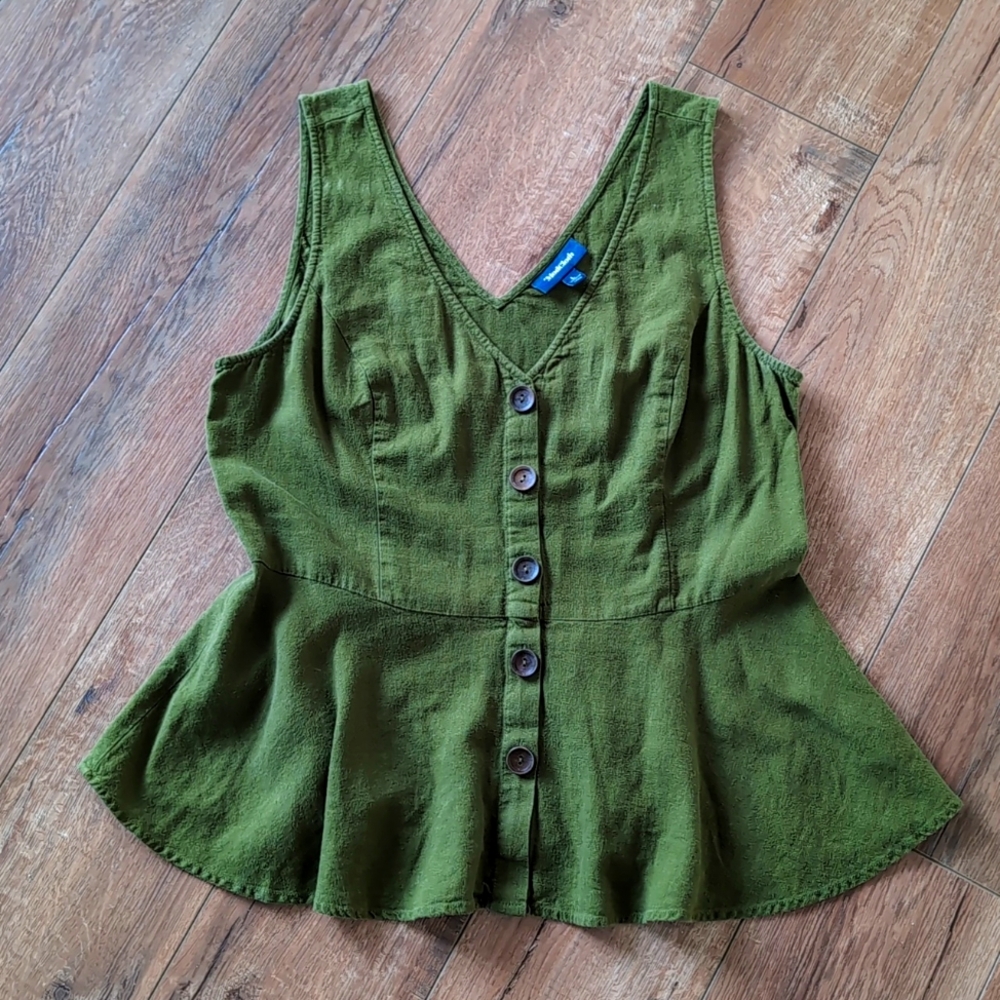 ModCloth Olive Green Top with Buttons - L